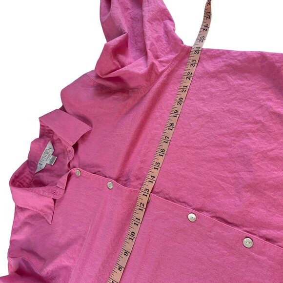 Annex by Casual Corner Pink Button Up Blouse Plus Sz 1X Linen Long Sleeve Shirt - Picture 7 of 9